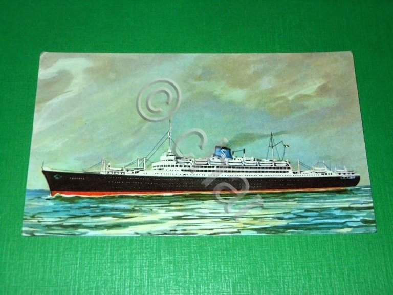 Cartolina Navigazione Grimaldi Siosa - Nave Caribia 1950 ca.