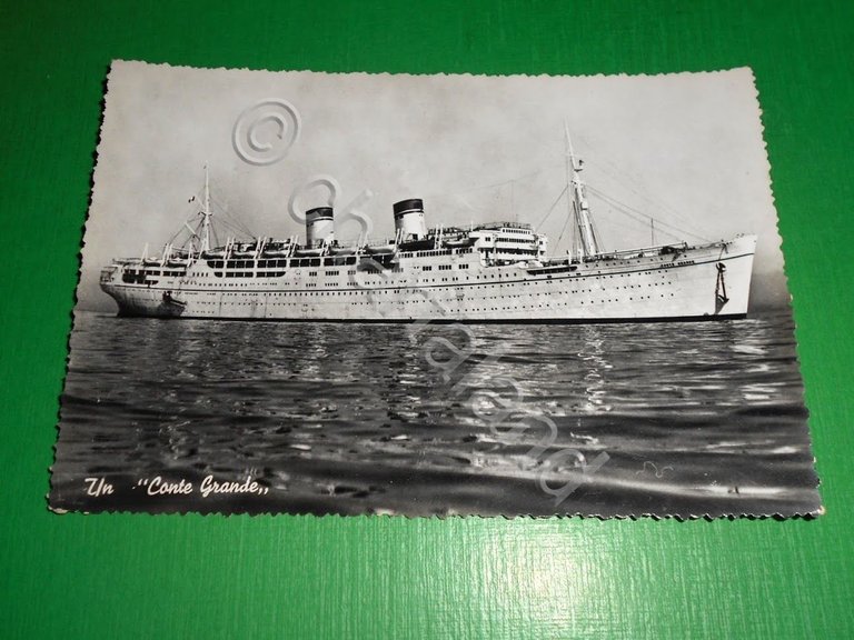 Cartolina Navigazione Navi - T/n "Conte Grande" 1950 ca.
