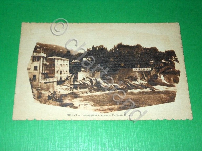 Cartolina Nervi - Passeggiata a mare - Pensione Briand 1925