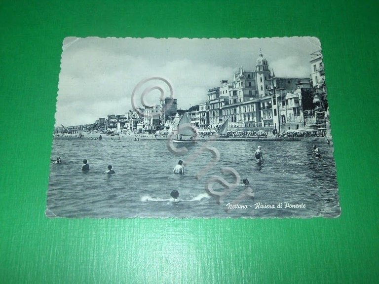 Cartolina Nettuno - Riviera di Ponente 1957