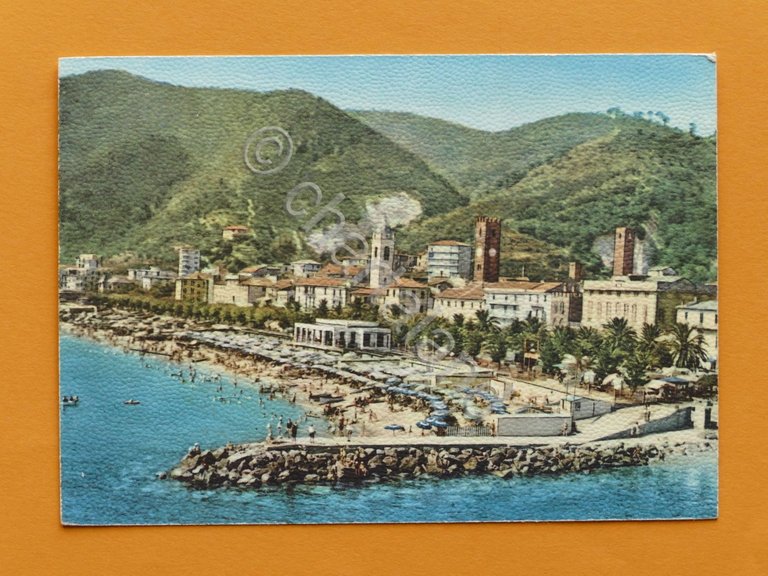 Cartolina Noli - Scorcio panoramico dall'aereo - 1960 ca.