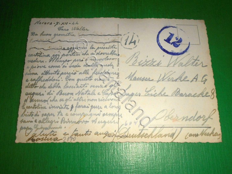 Cartolina Novara - Palazzi Venezia 1944