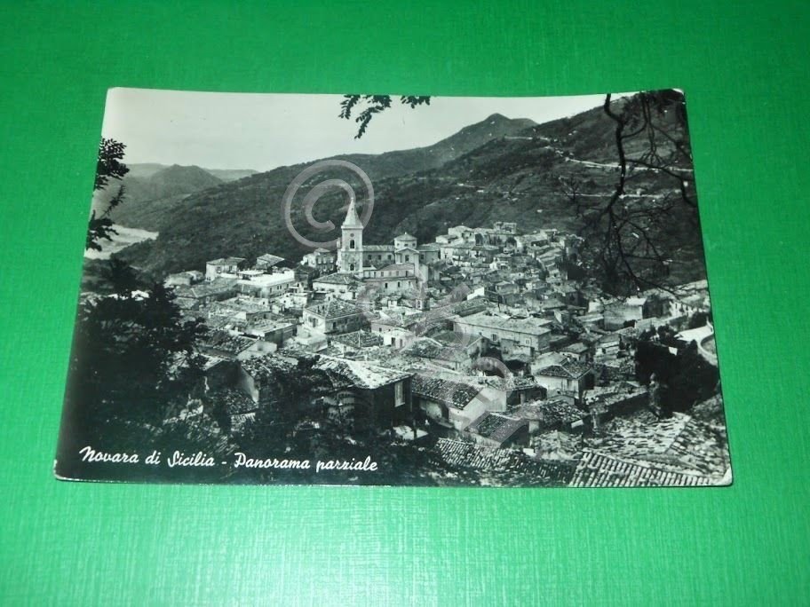 Cartolina Novara di Sicilia - Panorama parziale 1957.