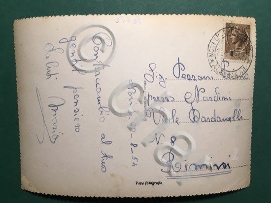 Cartolina Novi Ligure - Piazza Stazione - Giardini - 1954