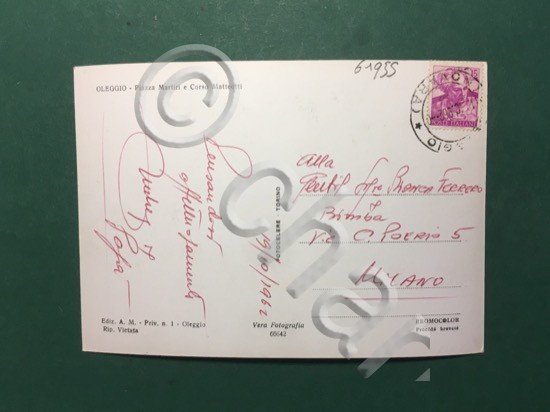 Cartolina Oleggio - Piazza Martiri e Corso Matteoti - 1962