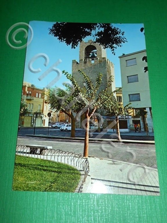 Cartolina Oristano - Piazza Roma e la Torre 1965 ca.