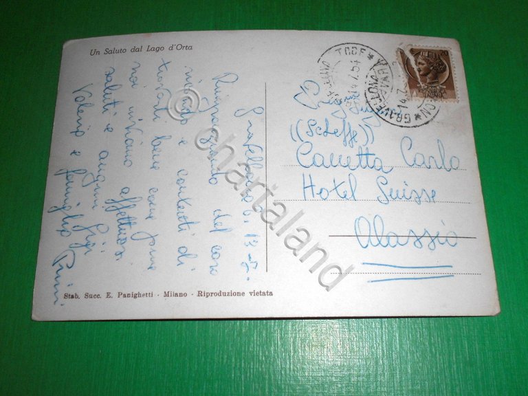 Cartolina Orta - Isola S. Giulio 1954