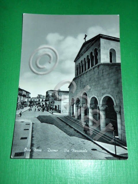 Cartolina Orta Nova - Duomo - Via Nazionale 1955 ca.