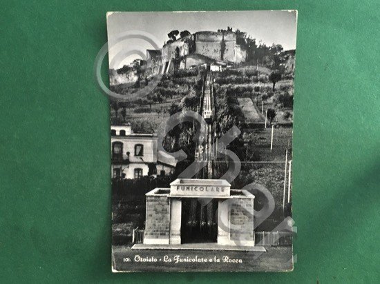 Cartolina Orvieto - La Funicolare e la Rocca - 1955