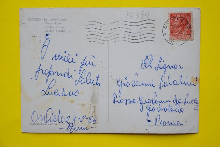 Cartolina Orvieto La Visione D'Oro 1956