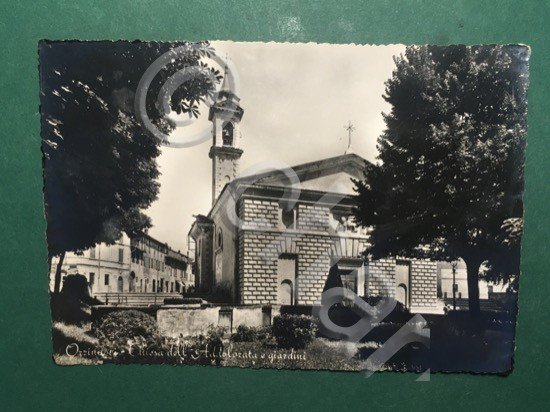 Cartolina Orzinuovi - Chiesa dell'Addolorata e Giardini - 1957