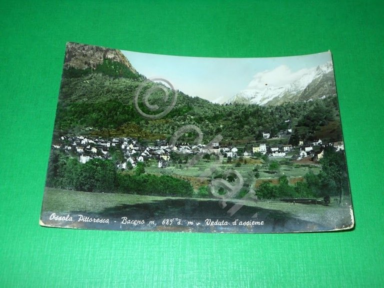 Cartolina Ossola Pittoresca - Baceno - Veduta d'assieme 1955