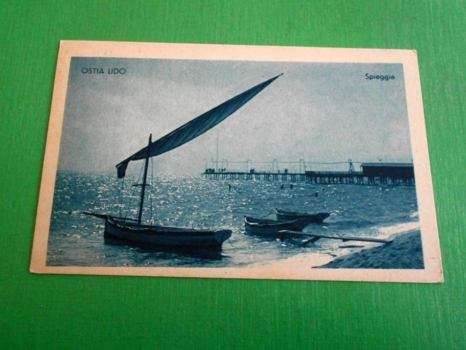 Cartolina Ostia Lido - Spiaggia 1933.