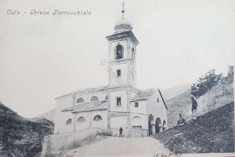 Cartolina Oulx - Chiesa Parrocchiale - 1925