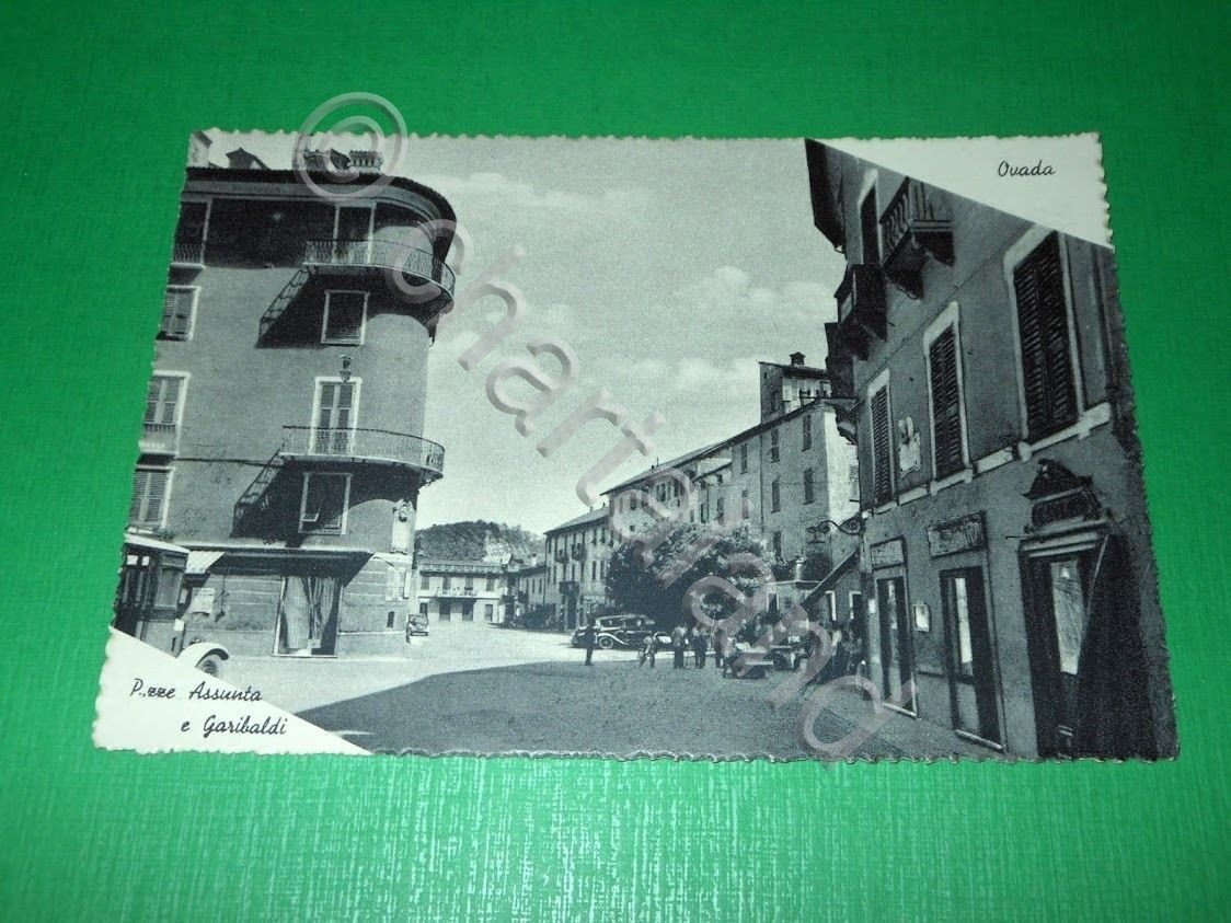 Cartolina Ovada - Piazza Assunta e Garibaldi 1950 ca.