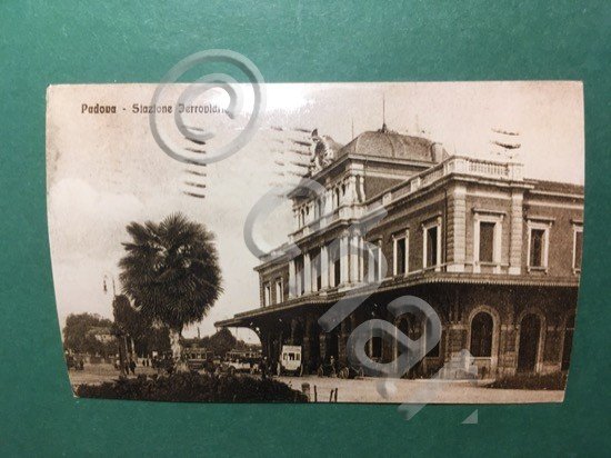 Cartolina Padova - Stazione Ferrovia + Replica 1950 ca