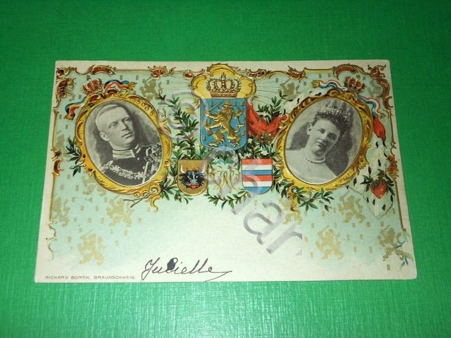 Cartolina Paesi Bassi - Regina Guglielmina con Enrico di Meclemburgo-Schwerin
