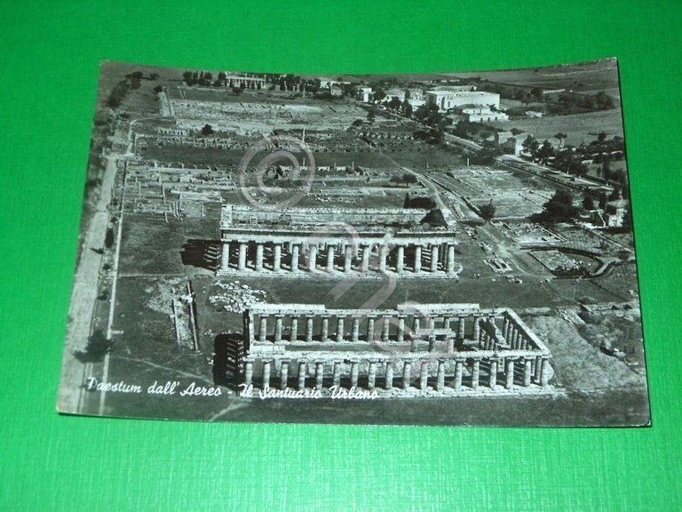 Cartolina Paestum dall' Aereo - Il Santuario Urbano 1950 ca.