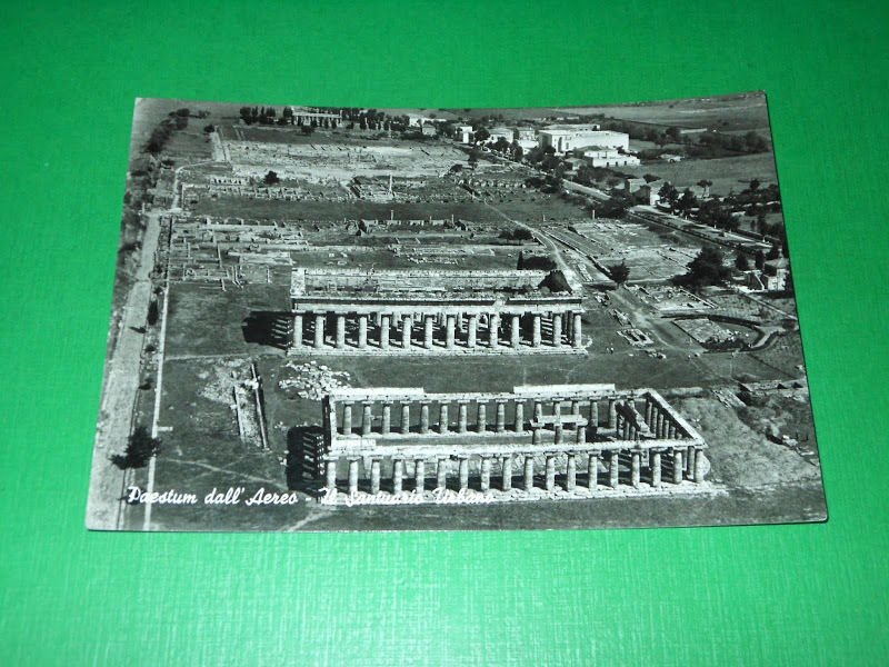 Cartolina Paestum dall' Aereo - Il Santuario Urbano 1963.