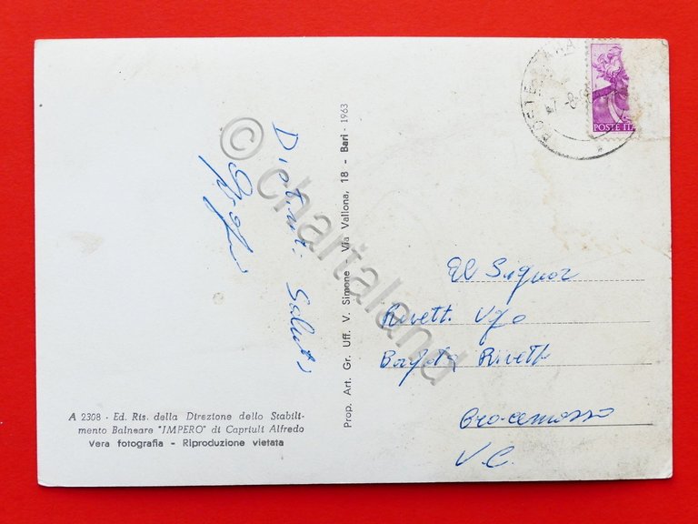 Cartolina Palagiano - Spiaggia di Chiatona - 1964.