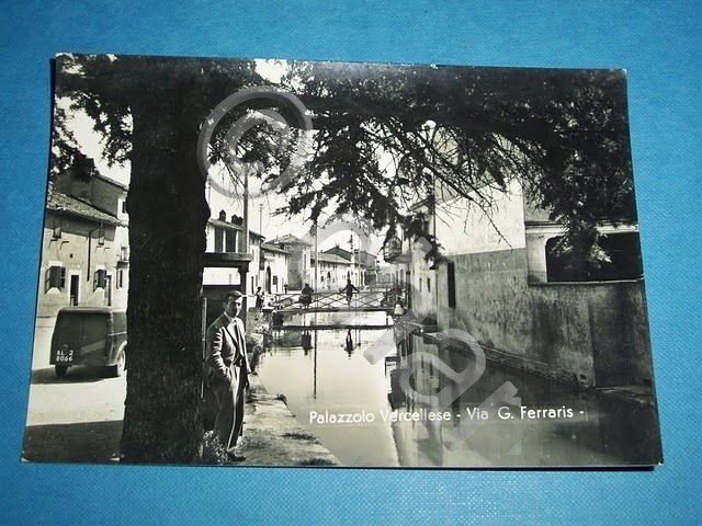 Cartolina Palazzolo Vercellese - Via G. Ferraris 1955ca.