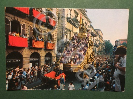 Cartolina Palermo - Corso Vittorio Emanuele - Processione di S.Rosalia- …