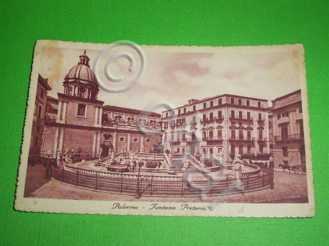 Cartolina Palermo - Fontana Pretoria 1938