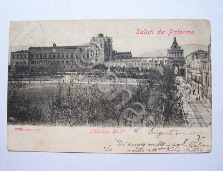 Cartolina Palermo - Il Palazzo Reale 1905