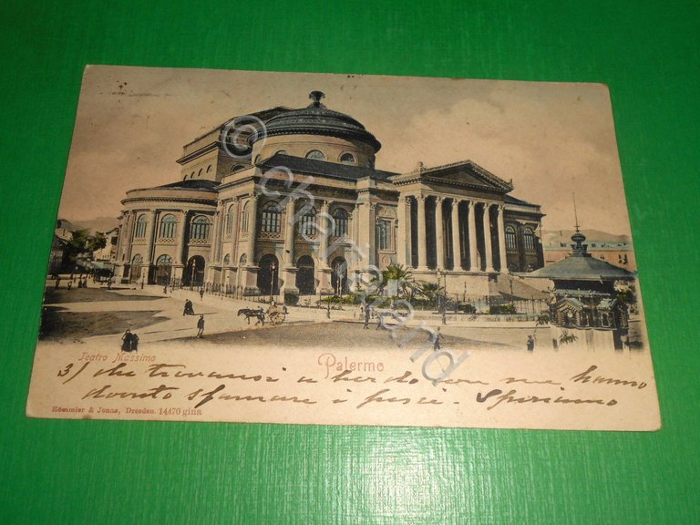 Cartolina Palermo - Teatro Massimo 1902.