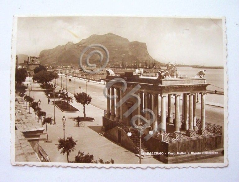 Cartolina Palermo Foro Italico e Monte Pellegrino 1940