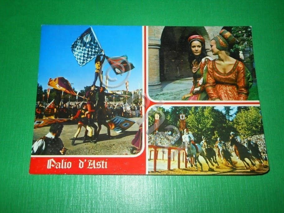 Cartolina Palio d' Asti - Vedute diverse 1980 ca.