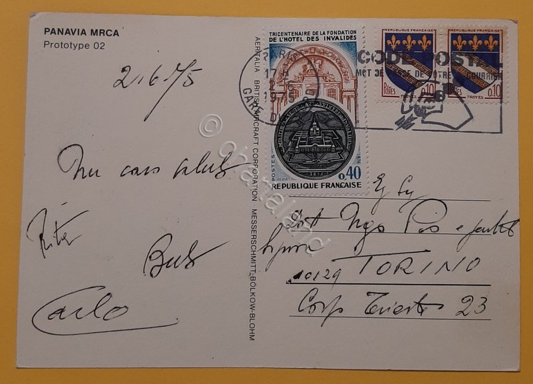 Cartolina Panavia MRCA - 1975