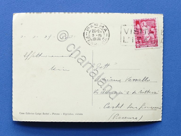 Cartolina Parma - Cupola Chiesa della Steccata - 1939