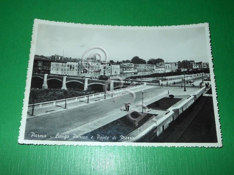 Cartolina Parma - Lungo Parma e Ponte di Mezzo 1952