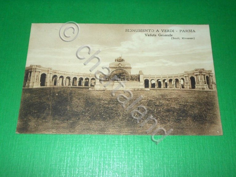 Cartolina Parma - Monumento a Verdi - Veduta generale 1920.