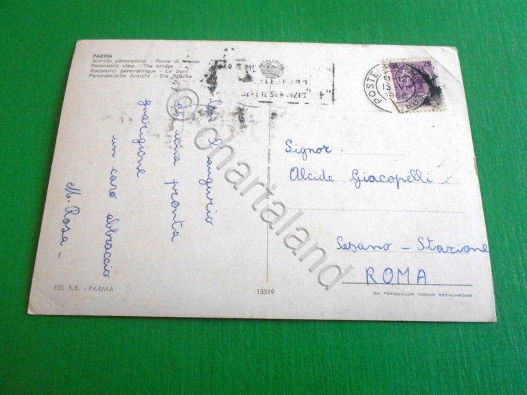 Cartolina Parma - Scorcio panoramico - Ponte di mezzo 1968.