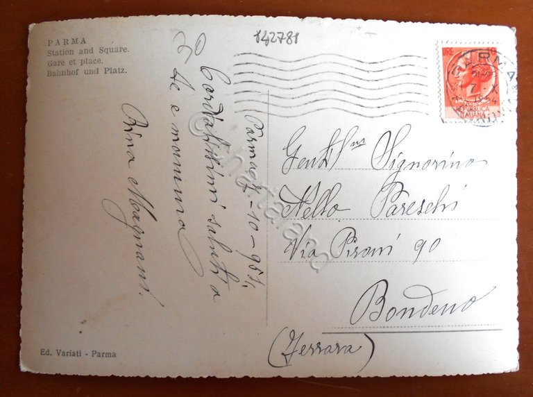 Cartolina Parma - Stazione Ferroviaria e Piazzale - 1954