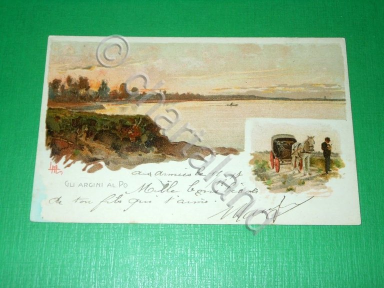 Cartolina Parma Verdi - Gli argini al Po - illustratore … | Immagine Gallery 2