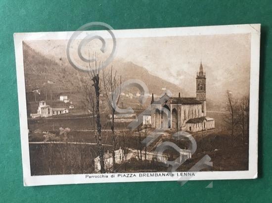 Cartolina Parrocchia di Piazza Brembana e Lenna - 1930