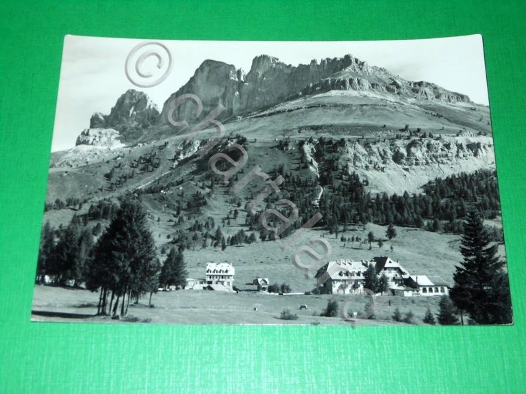 Cartolina Passo Carezza - Panorama verso il Catinaccio 1955 ca