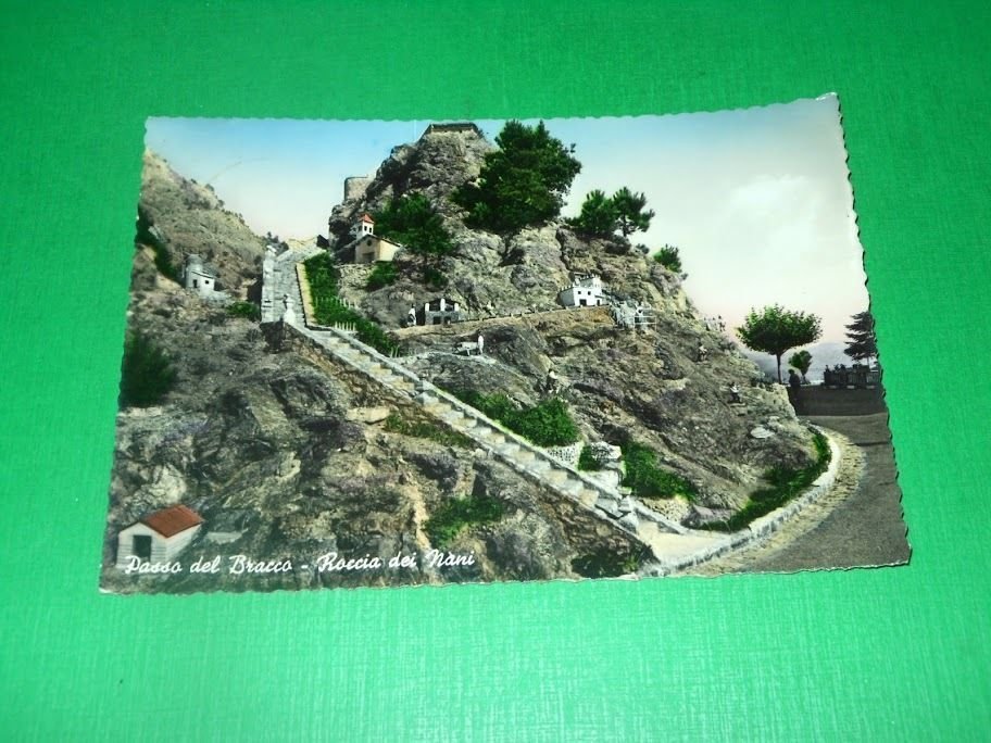 Cartolina Passo del Bracco - Roccia dei Nani 1955.