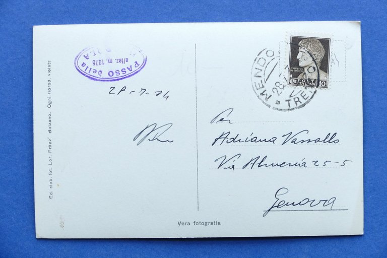 Cartolina Passo della Mendola - Hotel Pensione Caldaro - 1934.