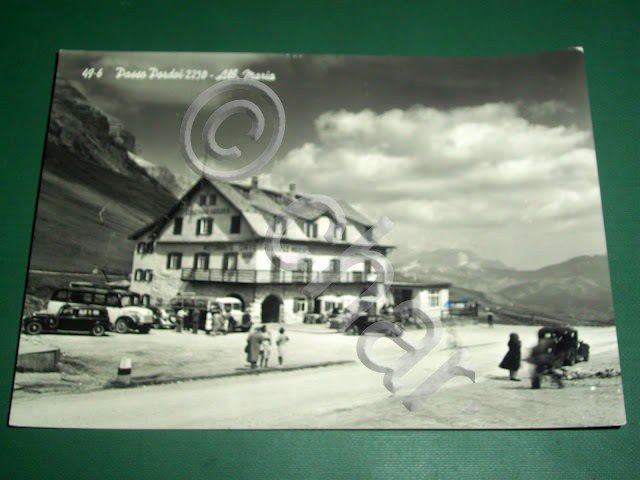 Cartolina Passo Pordoi - Albergo Maria 1955 ca