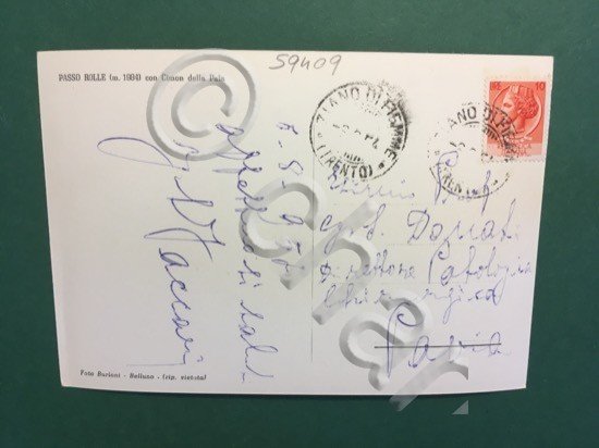 Cartolina Passo Role - Con Cimon Della Pala - 1954
