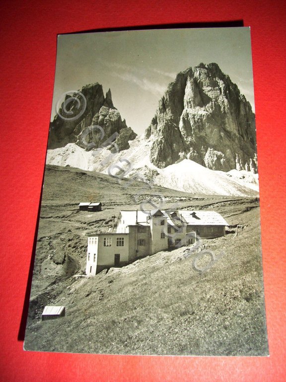 Cartolina Passo Sella - Rifugio Valentini 1953