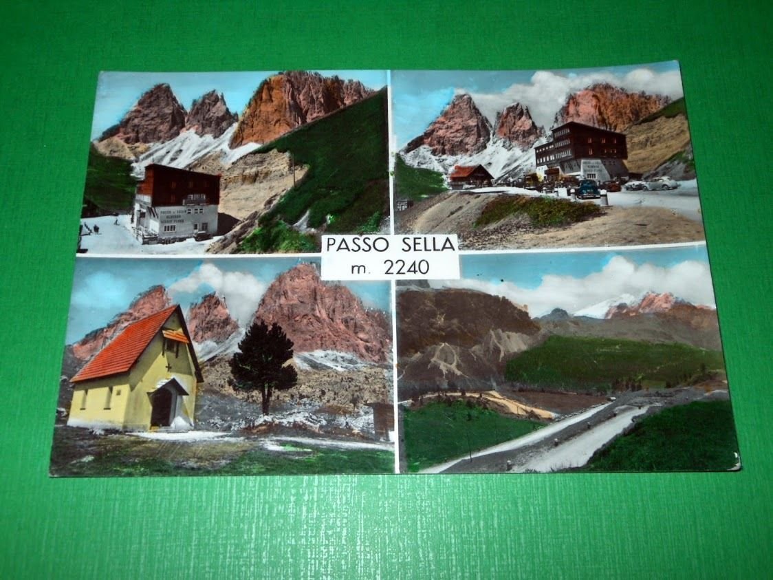 Cartolina Passo Sella - Vedute diverse 1964.