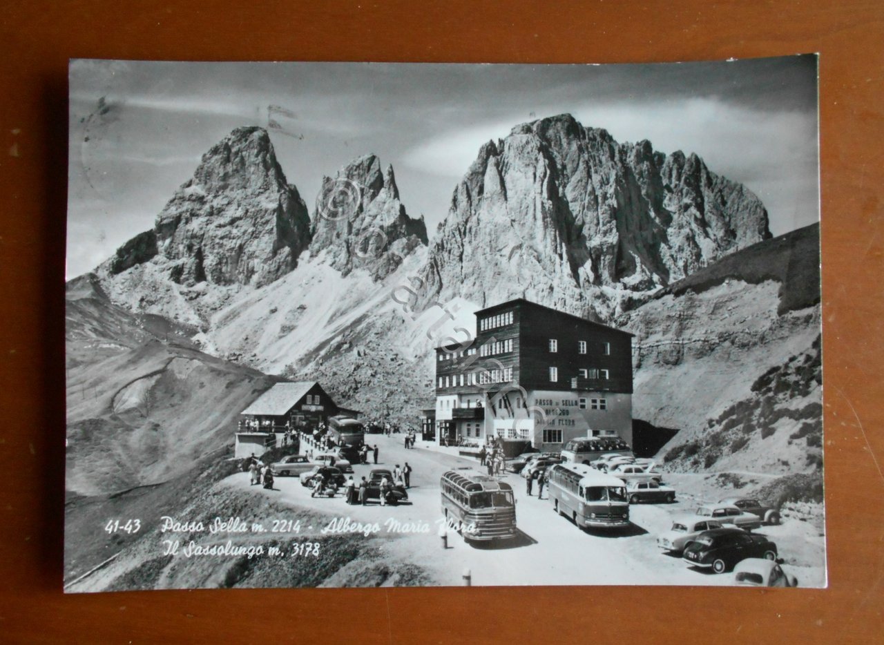 Cartolina Passo Sella (Trentino Alto Adige) - Albergo Maria Flora …