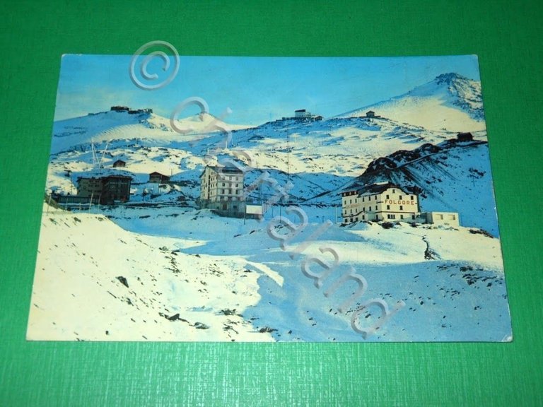 Cartolina Passo Stelvio verso i campi di sci 1972