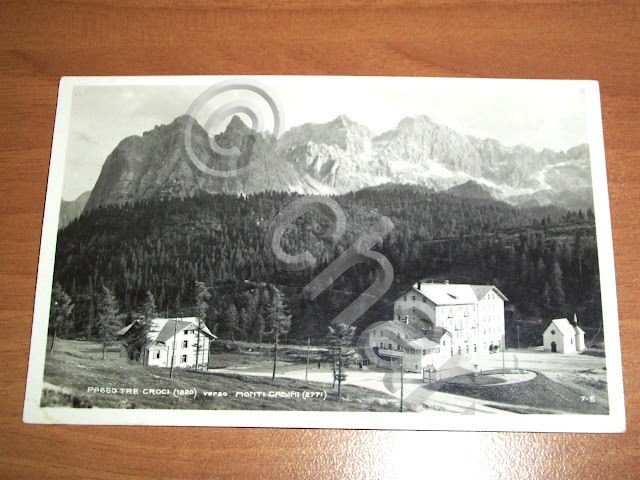 Cartolina Passo Tre Croci verso Monti Cadini 1935 ca