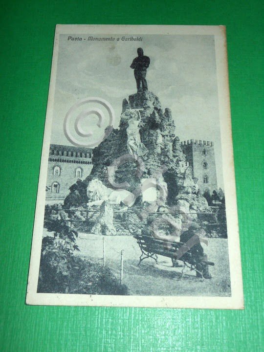 Cartolina Pavia - Monumento a Garibaldi 1922